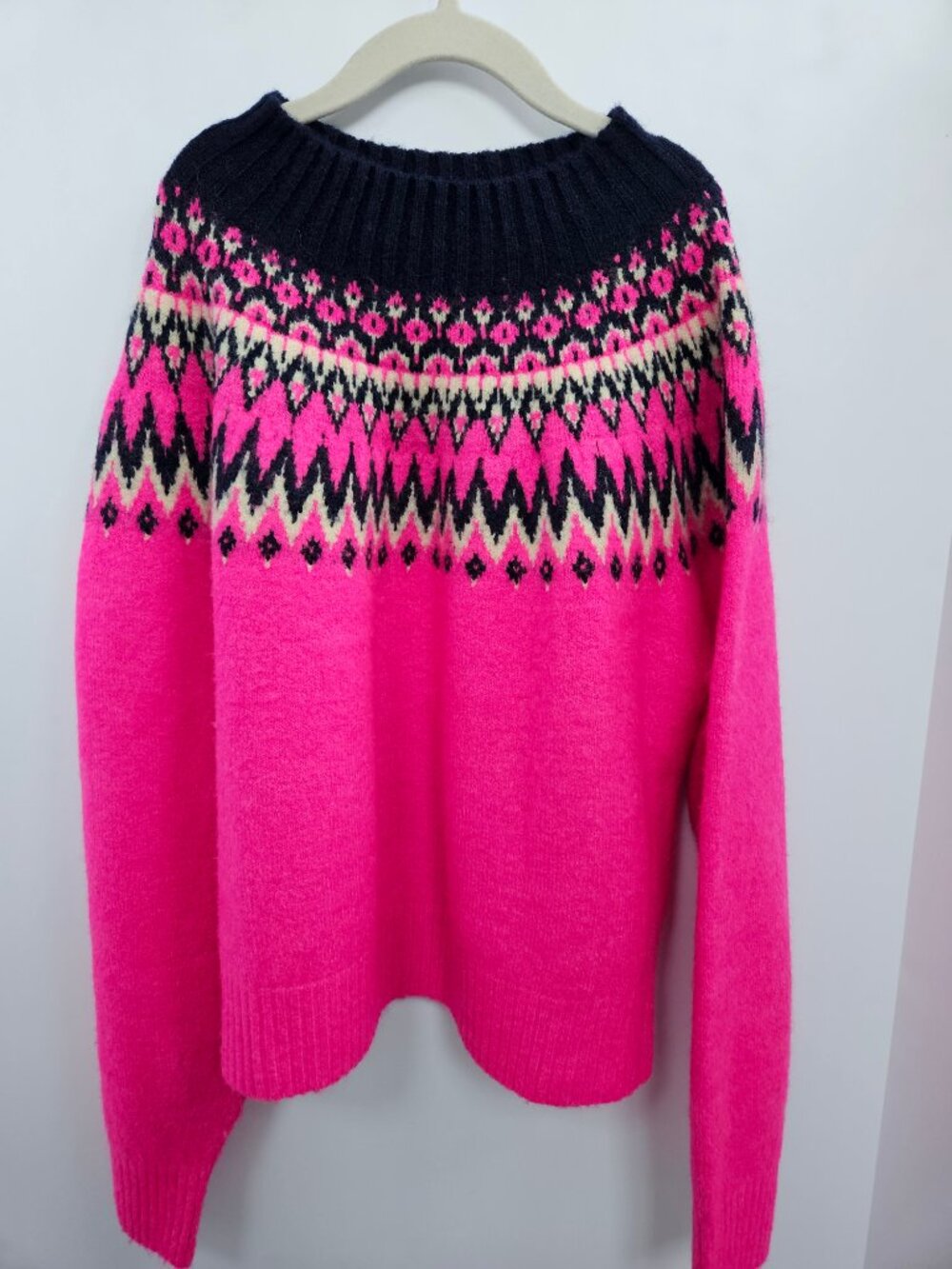 Gap Kids Girls Pink Fair Isle Mockneck Sweater Knit Pullover Size XL 12 Cozy - Picture 6 of 10